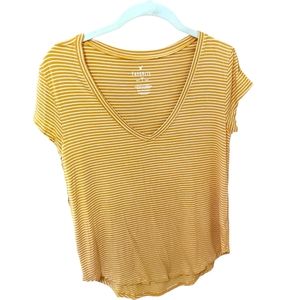 AEO Favorite T tshirt Stroped Yellow White XS